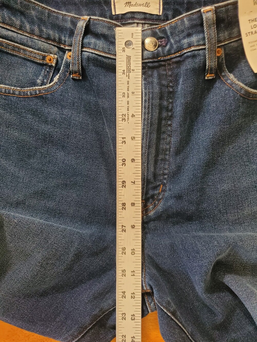 Madewell Curvy Longline High Rise Straight Jean Midnight Waters Wash Casual 32" - Picture 10 of 12